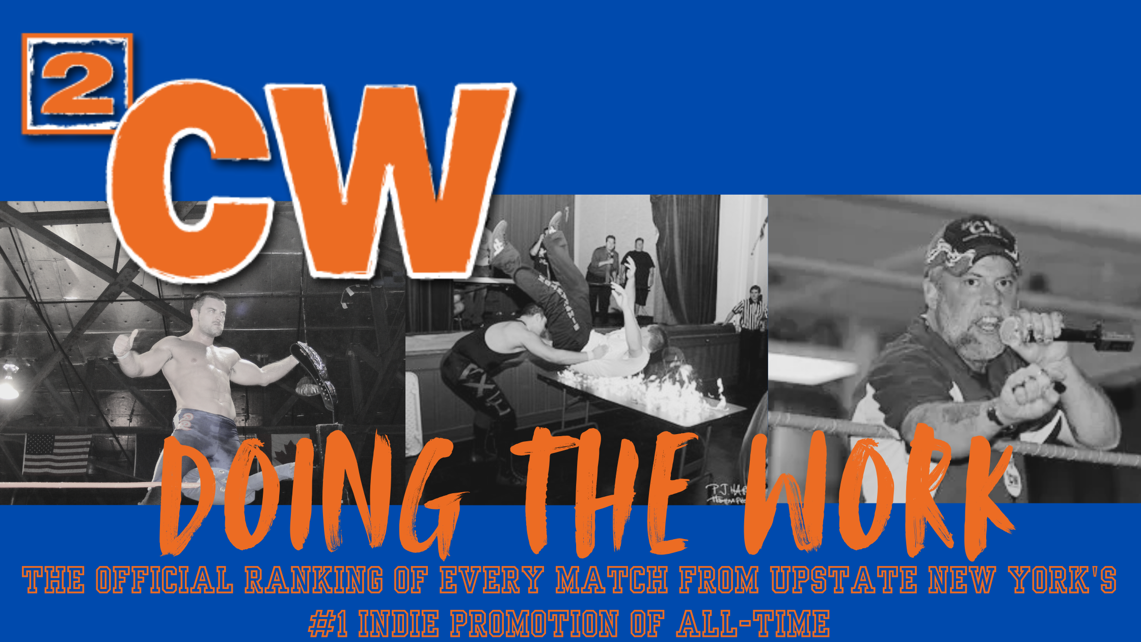 Squared Circle Wrestling blog post header featuring Davey Richards, Mikey Mitaxes going through a flaming table, and Jack Trades